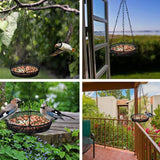 Maxbell Hanging Bird Feeder Mesh Stand Feeding Dish for Outdoor Garden Gift