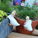 Maxbell 3Pcs Duck Statues Planter Pot Hanger Animal Figurines for Outside Lawn Patio