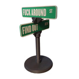 Maxbell F Around Find Out Street Sign for Desk Novelty Gifts for Bedroom Living Room 10x15cm