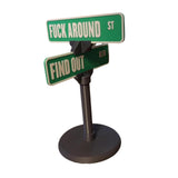Maxbell F Around Find Out Street Sign for Desk Novelty Gifts for Bedroom Living Room 10x15cm