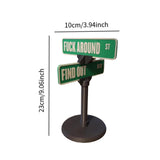 Maxbell F Around Find Out Street Sign for Desk Novelty Gifts for Bedroom Living Room 10x23cm