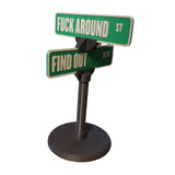 Maxbell F Around Find Out Street Sign for Desk Novelty Gifts for Bedroom Living Room 10x23cm