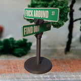 Maxbell F Around Find Out Street Sign for Desk Novelty Gifts for Bedroom Living Room 10x23cm