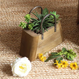 Maxbell Wooden Purse Vase Handbag Shape Rustic Plant Pot for Living Room Photo Props