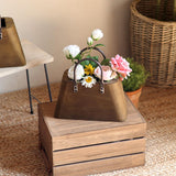 Maxbell Wooden Purse Vase Handbag Shape Rustic Plant Pot for Living Room Photo Props