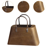 Maxbell Wooden Purse Vase Handbag Shape Rustic Plant Pot for Living Room Photo Props