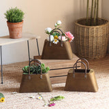 Maxbell Wooden Purse Vase Handbag Shape Rustic Plant Pot for Living Room Photo Props