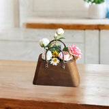 Maxbell Wooden Purse Vase Handbag Shape Rustic Plant Pot for Living Room Photo Props