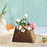 Maxbell Wooden Purse Vase Handbag Shape Rustic Plant Pot for Living Room Photo Props