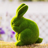 Maxbell Furry Flocked Rabbit Statue Funny Decor Yard Ornament for Patio Home Balcony