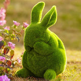 Maxbell Furry Flocked Rabbit Statue Funny Decor Yard Ornament for Patio Home Balcony