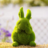 Maxbell Furry Flocked Rabbit Statue Funny Decor Yard Ornament for Patio Home Balcony