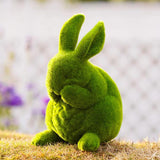 Maxbell Furry Flocked Rabbit Statue Funny Decor Yard Ornament for Patio Home Balcony