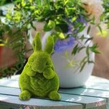 Maxbell Furry Flocked Rabbit Statue Funny Decor Yard Ornament for Patio Home Balcony