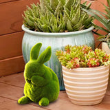 Maxbell Furry Flocked Rabbit Statue Funny Decor Yard Ornament for Patio Home Balcony