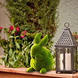Maxbell Furry Flocked Rabbit Statue Funny Decor Yard Ornament for Patio Home Balcony
