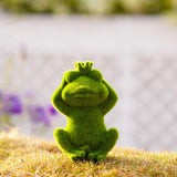 Maxbell Furry Flocked Frog Statue Crafts Garden Sculpture for Home Office Porch Lawn