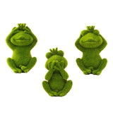 Maxbell Furry Flocked Frog Statue Crafts Garden Sculpture for Home Office Porch Lawn