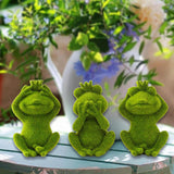 Maxbell Furry Flocked Frog Statue Crafts Garden Sculpture for Home Office Porch Lawn