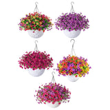 Maxbell Faux Hanging Plants Flowers Basket Elegant Realistic for Summer Outside Yard Style A