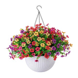 Maxbell Faux Hanging Plants Flowers Basket Elegant Realistic for Summer Outside Yard Style A
