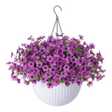 Maxbell Faux Hanging Plants Flowers Basket Elegant Realistic for Summer Outside Yard Style C