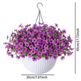 Maxbell Faux Hanging Plants Flowers Basket Elegant Realistic for Summer Outside Yard Style C