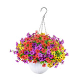 Maxbell Faux Hanging Plants Flowers Basket Elegant Realistic for Summer Outside Yard Style D