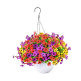 Maxbell Faux Hanging Plants Flowers Basket Elegant Realistic for Summer Outside Yard Style D