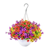 Maxbell Faux Hanging Plants Flowers Basket Elegant Realistic for Summer Outside Yard Style D