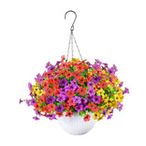 Maxbell Faux Hanging Plants Flowers Basket Elegant Realistic for Summer Outside Yard Style D