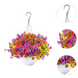 Maxbell Faux Hanging Plants Flowers Basket Elegant Realistic for Summer Outside Yard Style D