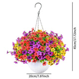 Maxbell Faux Hanging Plants Flowers Basket Elegant Realistic for Summer Outside Yard Style D