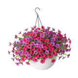 Maxbell Faux Hanging Plants Flowers Basket Elegant Realistic for Summer Outside Yard Style E