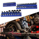 Maxbell 3Pcs Magnetic Socket Organizers Easy to Use Utility Portable for Tool Drawer Blue Metric