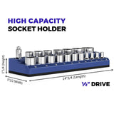 Maxbell 3Pcs Magnetic Socket Organizers Easy to Use Utility Portable for Tool Drawer Blue Metric