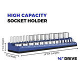 Maxbell 3Pcs Magnetic Socket Organizers Easy to Use Utility Portable for Tool Drawer Blue Metric