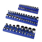 Maxbell 3Pcs Magnetic Socket Organizers Easy to Use Utility Portable for Tool Drawer Blue Metric