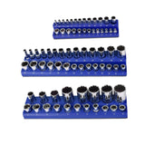 Maxbell 3Pcs Magnetic Socket Organizers Easy to Use Utility Portable for Tool Drawer Blue Metric