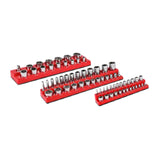 Maxbell 3Pcs Magnetic Socket Organizers Easy to Use Utility Portable for Tool Drawer Red SAE
