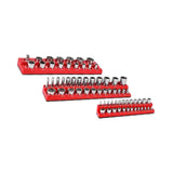 Maxbell 3Pcs Magnetic Socket Organizers Easy to Use Utility Portable for Tool Drawer Red SAE