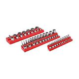 Maxbell 3Pcs Magnetic Socket Organizers Easy to Use Utility Portable for Tool Drawer Red SAE