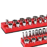 Maxbell 3Pcs Magnetic Socket Organizers Easy to Use Utility Portable for Tool Drawer Red SAE