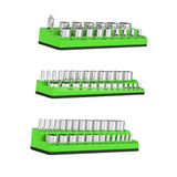 Maxbell 3Pcs Magnetic Socket Organizers Easy to Use Utility Portable for Tool Drawer Green SAE