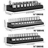 Maxbell 3Pcs Magnetic Socket Organizers Easy to Use Utility Portable for Tool Drawer Black Metric