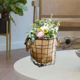 Maxbell Iron Weaving Craft Basket Balcony Flower Holder for Balcony Home Living Room S