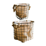 Maxbell Iron Weaving Craft Basket Balcony Flower Holder for Balcony Home Living Room S