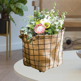 Maxbell Iron Weaving Craft Basket Balcony Flower Holder for Balcony Home Living Room L