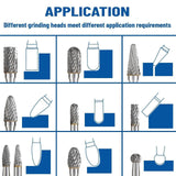Maxbell 10x Carbide Rotary Burr Set 1/4" Shank 6.35mm Double Cut for Milling Carving