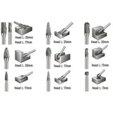 Maxbell 10x Carbide Rotary Burr Set 1/4" Shank 6.35mm Double Cut for Milling Carving
